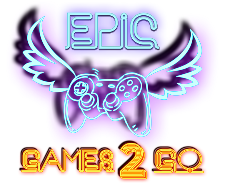 Epic Games2Go neon-style logo with winged game controller
